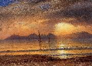 Albert Bierstadt Sunset over a Mountain Lake Spain oil painting artist